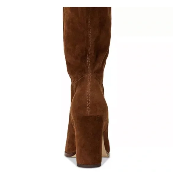 Lauren Ralph Lauren brown suede boots woman 9 Artizan II high heals cognac - Picture 5 of 5